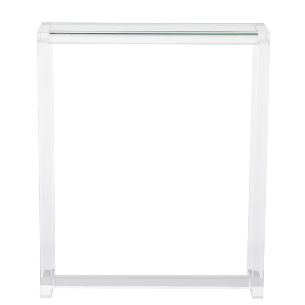 customized lucite clear acrylic console table with shelf